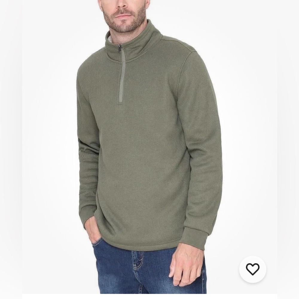 BC Clothing Co. Heritage Olive Green Men's XXL Sherpa Waffle Knit Quarter-Zip